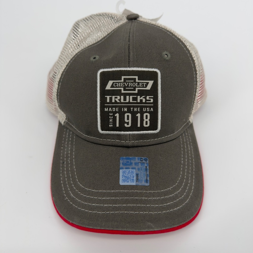 NEW Chevrolet Trucks Snapback Hat Gray Red Mesh Trucker Cap GM Official NWT
